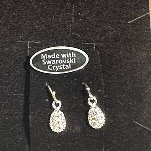 Swarovski Silver Crystal Teardrop Dangle Earrings